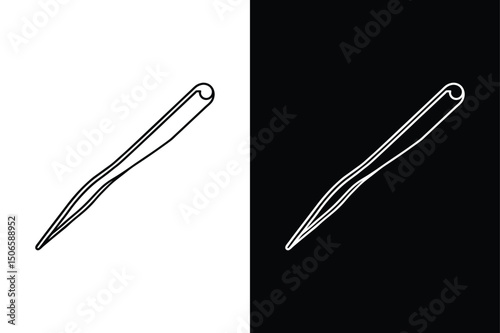Black and White Tweezers line Icon. Minimalist Vector Illustration