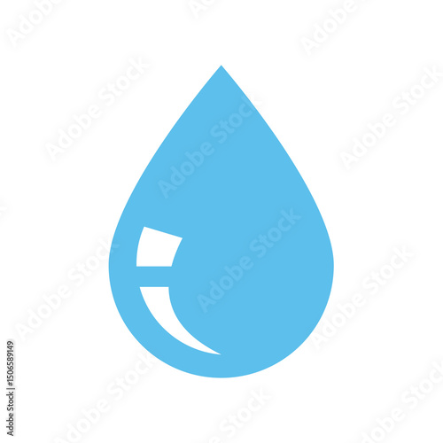 Drop of water with reflection. Shiny droplet waterdrop or raindrop vector icon.