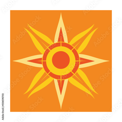 Stylized Sun Symbol Representing Energy and Wellbeing