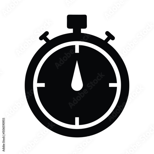 Flat Stopwatch Timer Icon in Minimalist Style