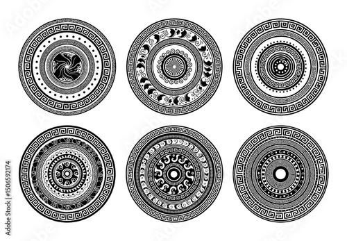 circular greek ornaments mandala style