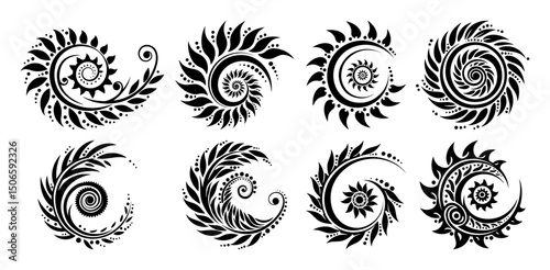 tribal spiral ornament vector set