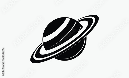 Planet Saturn Silhouette Icon