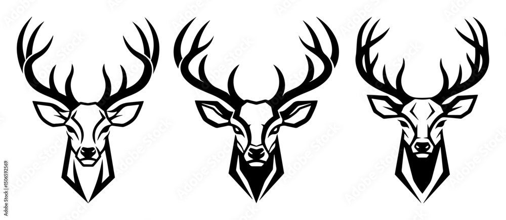 Fototapeta premium deer head icon trio stylized design
