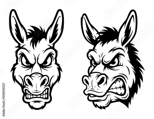 angry donkey mascot face drawing