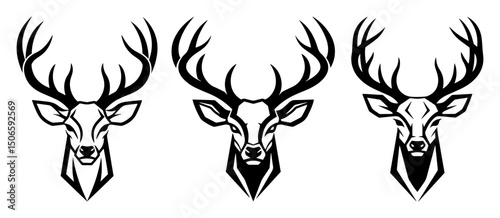 deer head icon trio stylized design