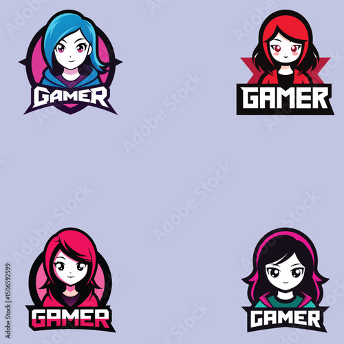 Gamer Girl Esports Logo Set