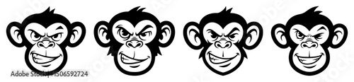 angry monkey face mascot icons