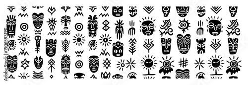 tribal tiki mask collection vector