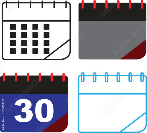 Collection of Calendar Icons in Various Styles for Design and UI Projects