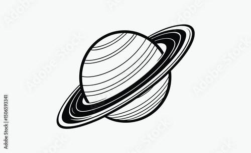 Planet Saturn Silhouette Icon