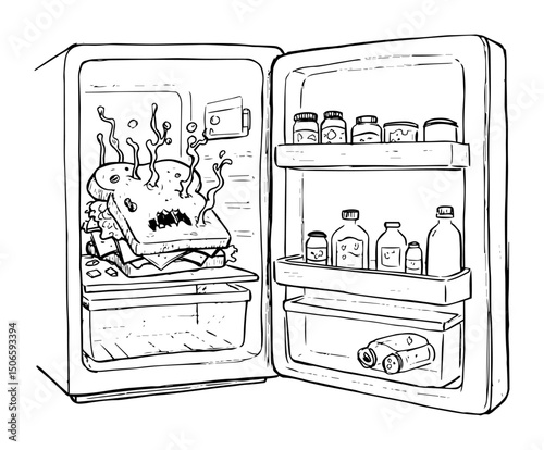 spoiled food in office fridge sketch
