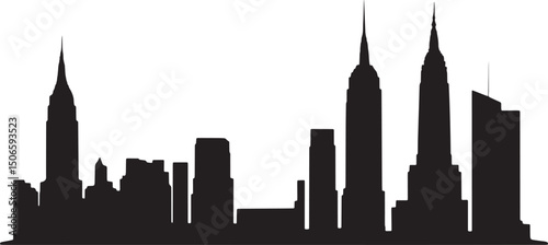 Famous City Skyline Bundle | Black Silhouette Vector
