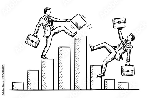 business competition on chart – concept of success and rivalry