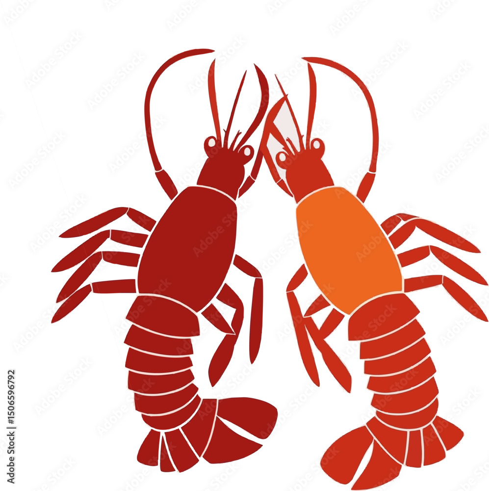 Fototapeta premium Lobster love vector illustration