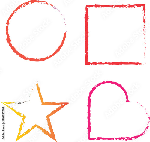 Abstract Gunge Shape Graphic Element with CMYK and Grayscale Colors