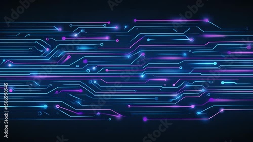 Neon blue circuit lines animation