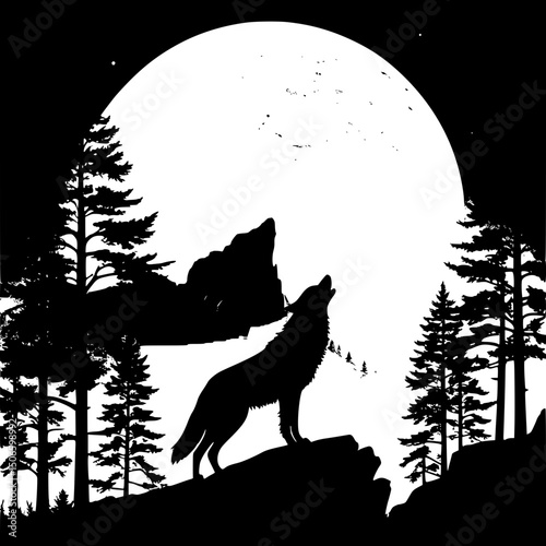 wolf howling at night