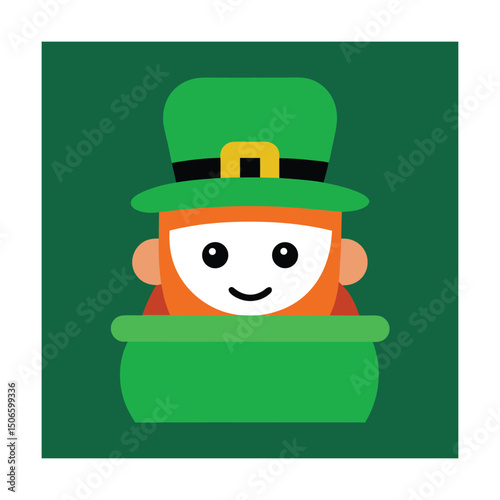 Leprechaun Behind Pot of Gold Cartoon