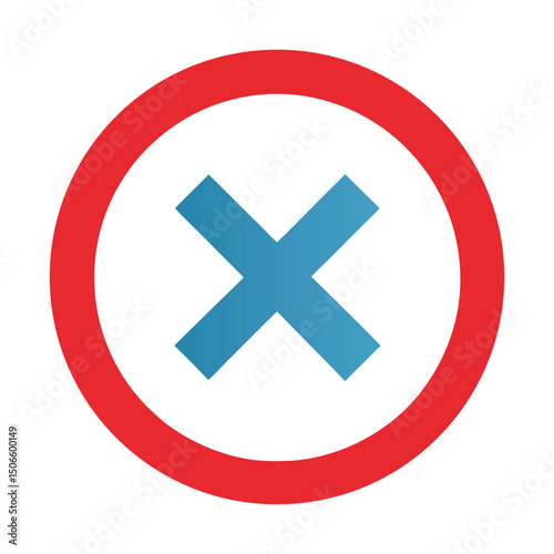 x mark icon button on white background