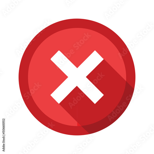 x mark icon button on white background 