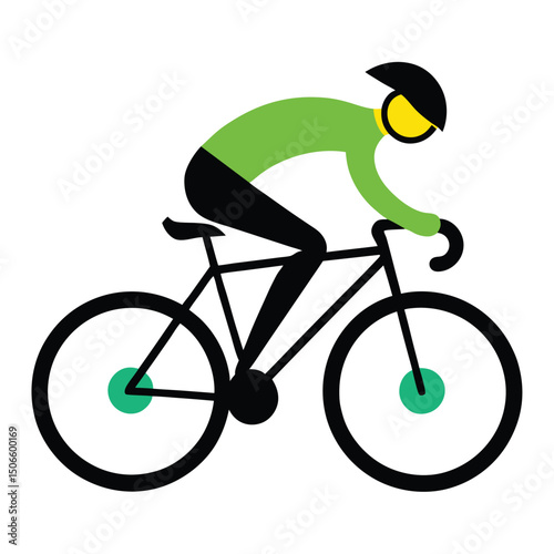 Cyclist Doing a Wheelie Vector on White Background, Bicycle Stunt Wheelie Illustration
