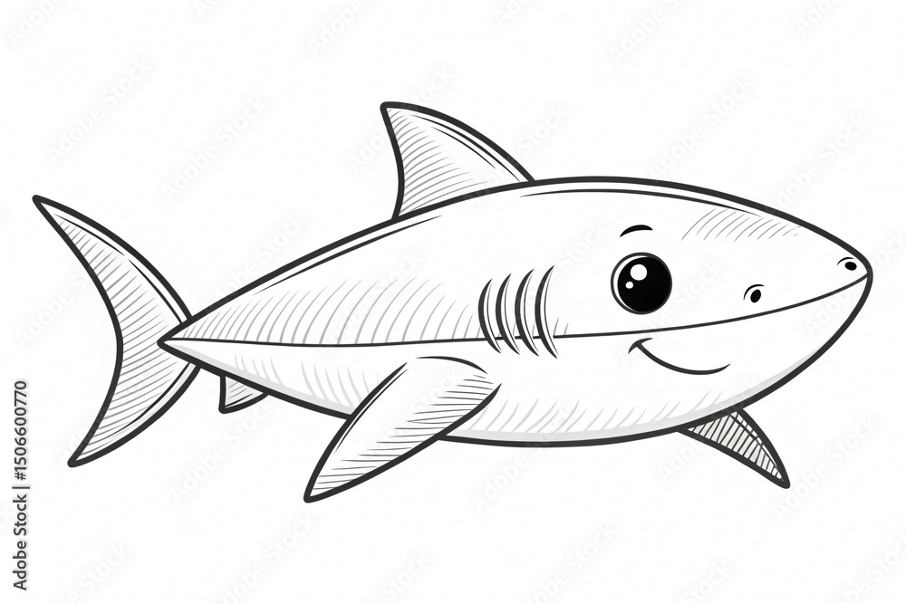 Adorable Cartoon Shark Illustration Cute Marine Animal Drawing Childrens Book Graphic Adorable Cartoon Shark Illustration Cute Marine Animal Drawing Childrens Book Graphic