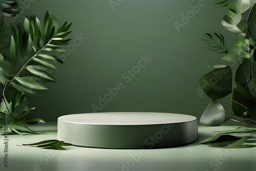 white plate with green leaf and glass of wine