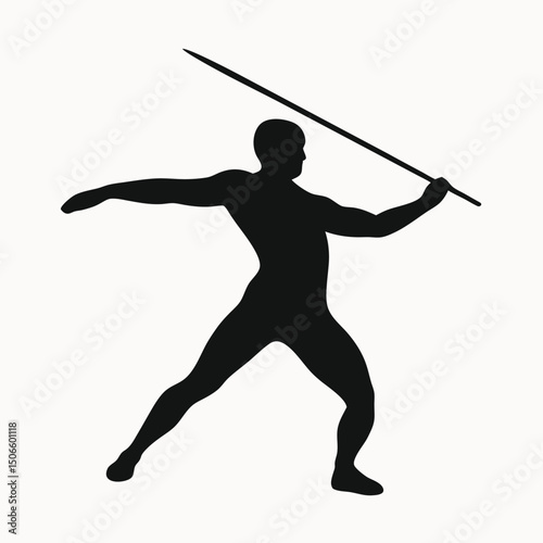 Javelin Thrower Silhouette Athletic Power and Strength in a Classic Pose