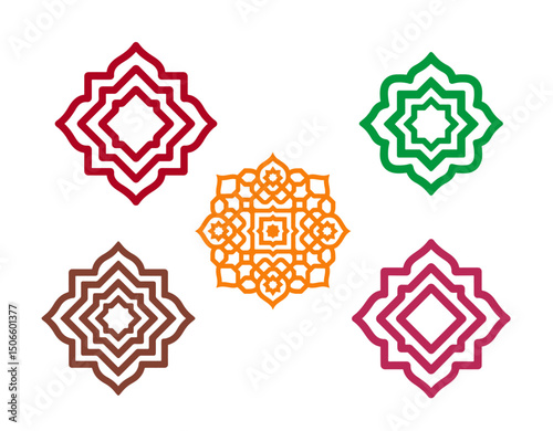 Winter Geometric Pattern Set with Snowflake and Star Designs