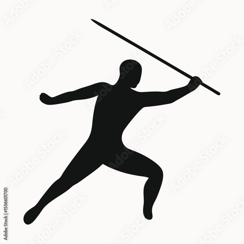 Silhouette of a Javelin Thrower Dynamic Pose and Athletic Action