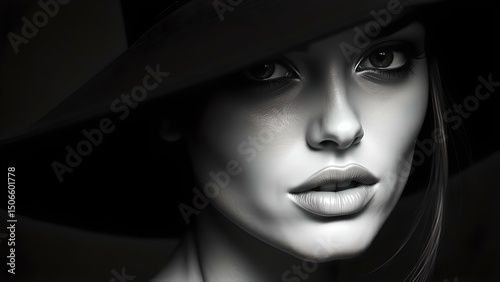 Textural Elegance: Close-Up Portrait of Intricate Hat Detail
Concept: Monochrome, fashion, elegance