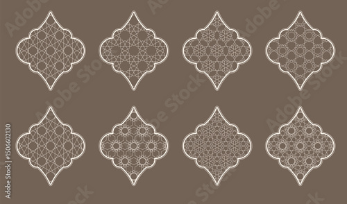 Intricate Islamic window designs showcasing geometric patterns with delicate details