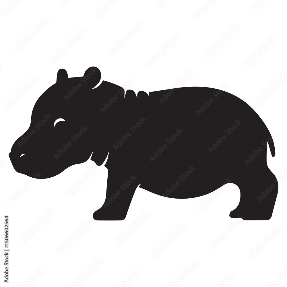 Obraz premium Baby Hippopotamus Standing Silhouette