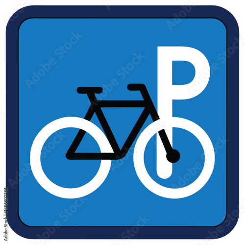 Bicycle Parking Sign Vector on White Background, Bike Parking Icon Illustration
