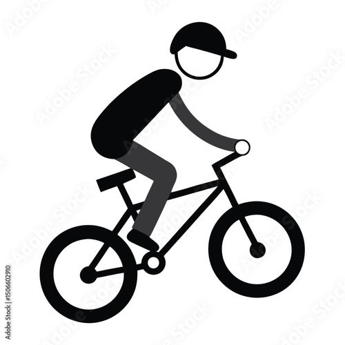 Person Drifting on BMX Bike Vector on White Background, BMX Bike Drift Illustration
