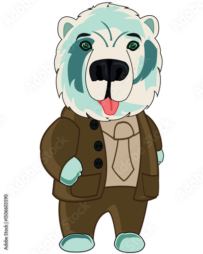 Vector illustration polar bear in suit with tie
