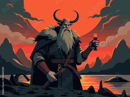 Vikings enjoying Valhalla illustration