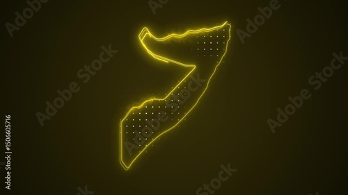 Neon Yellow Somalia Map Borders Outline Loop Background