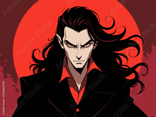  handsome vampire with long black hair