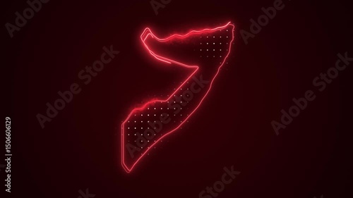 Neon Red Somalia Map Borders Outline Loop Background