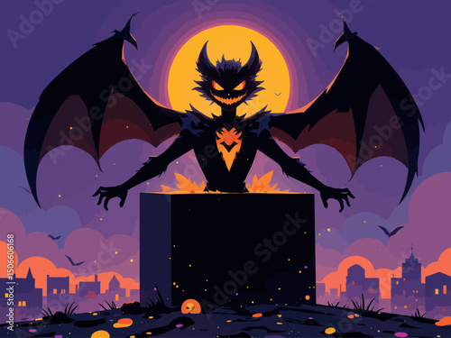 matte black jack-o-lantern coming out of a jack-in-the-box