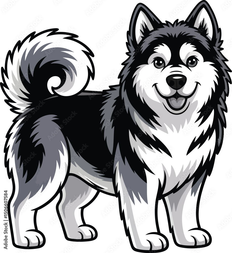 Fototapeta premium Cute Alaskan Malamute Dog Vector