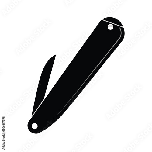 Black Simple Pocket Knife Vector Illustration Design