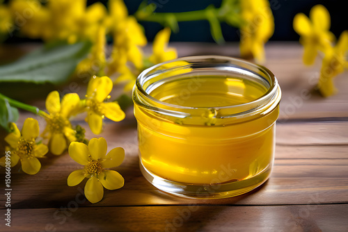 jar of honey and flowers
