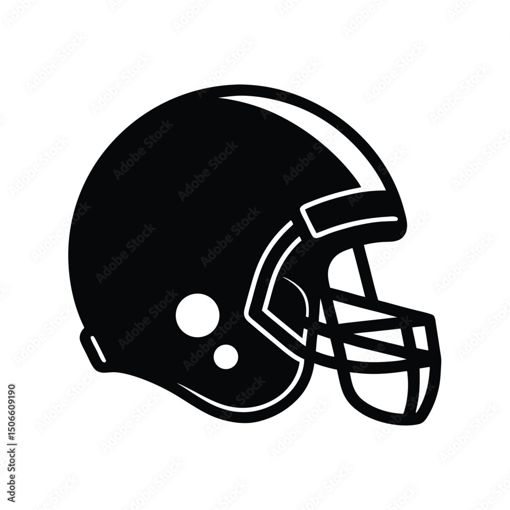 Naklejka premium American football helmet black and white vector