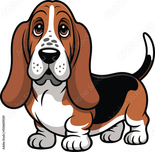 Cute Basset Hound Dog Vector