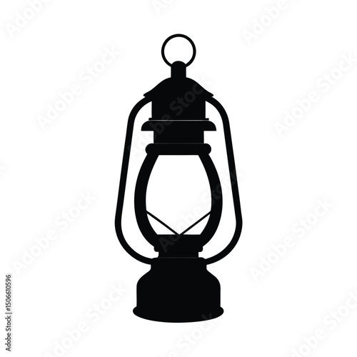 Black silhouette of an antique kerosene lantern