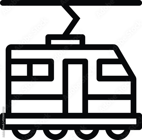 Tram vector outline icon