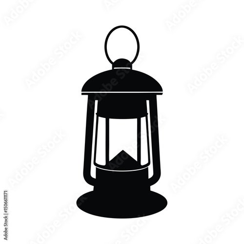 Black silhouette of a vintage kerosene lantern